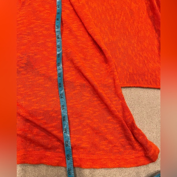 [XL]Jones New York Vibrant Orange Linen Blend Open Knit Cardigan - Picture 9 of 11